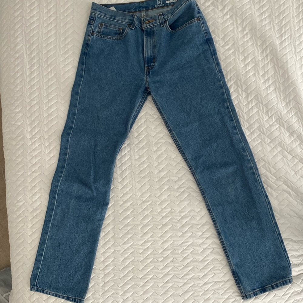 george jeans- regular fit, med/dark wash, 32x32
